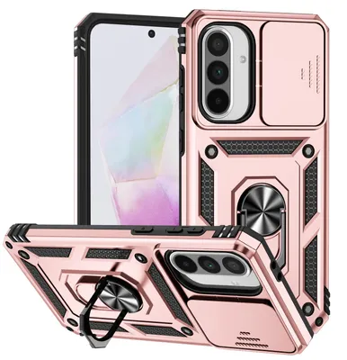 Image de Étui pour Galaxy A56 / A36 avec protection coulissante pour l'appareil photo et support anneau. Étui de protection robuste pour Samsung Galaxy A56 / A36, rose
