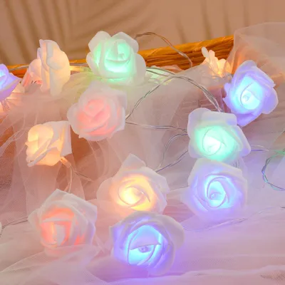 Rosen-Lichterkette, 20 LED, 3 m, batteriebetrieben, Timer
