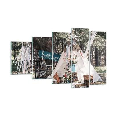 Produktbild von Bilder auf glas - 5 Teile - Jungvermählten Liebe Landschaft - 100x60cm - Glasbilder - Wandbilder - Bilder - Wanddekoration aus Glas - Glas Bilder - Wandbild auf Glas - GEG100x60-4642