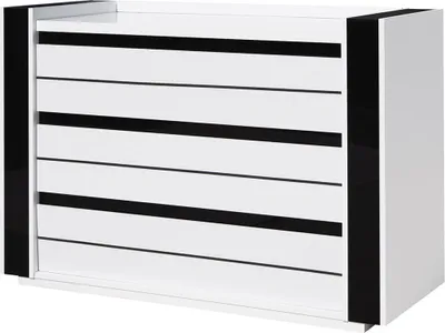 Immagine prodotto di Cassettiera LINA bianca e nera con LED – 124 x 87 x 50 cm