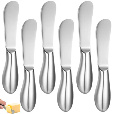 6 Buttermesser aus Edelstahl, 13,5 cm, für Aufstriche & Käse