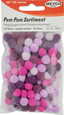 Immagine prodotto di Meyco Pom Pons rosa viola e lilla assortiti 120 pezzi da 10 mm