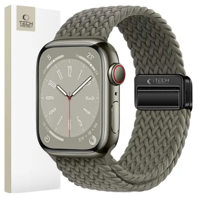 Imagen del producto de Funda de nailon para Apple Watch 4 / 5 / 6 / 7 / 8 / 9 / SE / Ultra 1 / 2 (42 / 44 / 45 / 49 mm), color gris oliva
