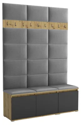 Produktbild von Garderobe LUTON 3 ANTHRACITE 33 – Farbe Anthrazit, moderner Schrank 40x150x213 cm, funktionale Lösung für den Flur, Garderobeschrank, Flurmöbel