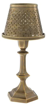 Produktbild von Casa Padrino Luxus Messing Teelichthalter mit Lampenschirm Vintage Messingfarben Ø 16 x H. 36 cm - Deko Accessoires