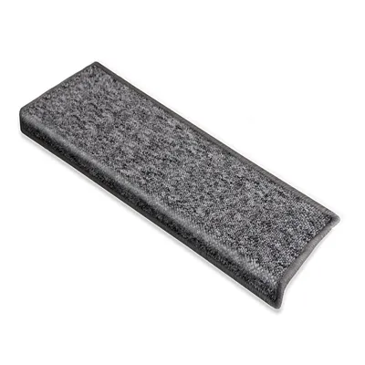 A single rectangular stair mat with a textured gray surface and a black border, shown at an angle on a white background.