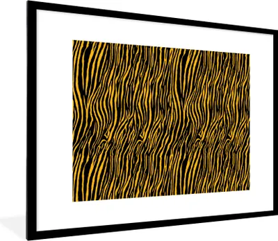 Produktbild von MuchoWow® Gerahmtes Poster Muster - Tigerdruck - Orange 80x60 cm - Poster mit Schwarzem Bilderrahmen Wandposter Rahmen Foto Bilder - Schlafzimmer-Dekorationen - Fotoposter
