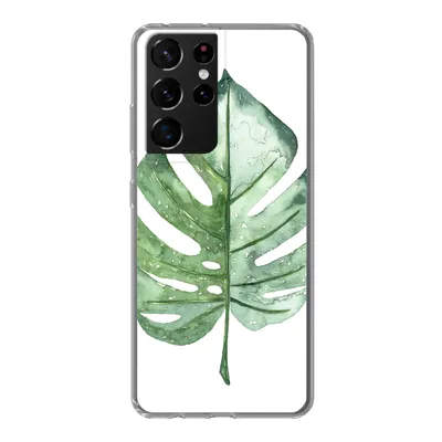 Produktbild von MuchoWow® Handyhülle Schutzhülle Hülle für Samsung Galaxy S21 Ultra Aquarell - Monstera - Blatt Silikon Softcase Handy Hülle - Mobiltelefon
