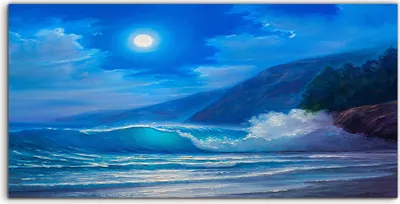 Produktbild von Coloray Acrylbild 120x60  Wandbild Acrylbilder Nachtsturm auf dem Meer welle Malerei