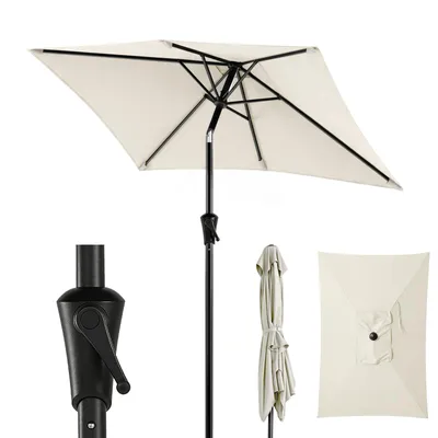 Produktbild von Sekey Rechteckiger Sonnenschirm 200 x 140 cm, Balkonschirm & Terrassenschirm mit Kurbel, UV50+ Sonnenschutz für Garten, Balkon und Terrasse