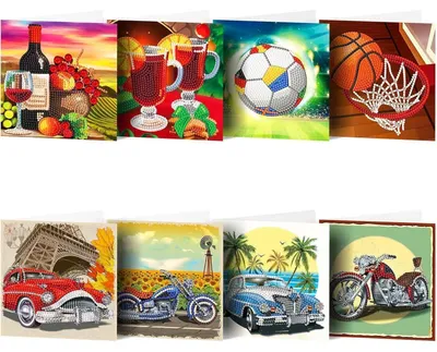 Immagine prodotto di Kit per biglietti di auguri con ricamo a diamante 5D, tema Natale, auto, calcio, festa in spiaggia, modello DP057