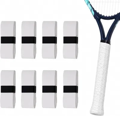 Imagen del producto de Bandas para el agarre de raquetas de tenis, 8 unidades, de poliuretano (PU) blanco, absorbentes de sudor, para tenis