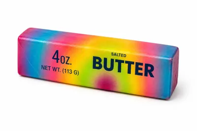 Produktbild von Lustiger Anti Stress Knautschball in Butter-Optik | Squishy zum Drücken, Quetschen & Kneten | Einzeln, Regenbogenfarben