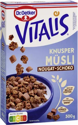 Produktbild von Oetker Vitalis Knusper Nougat-Schoko (500g Packung)
