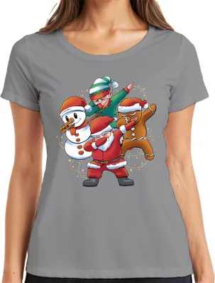 Produktbild von Dabbing Schneemann Elf Santa - Weihnachten Weihnachtsgeschenk Christmas Damen T-Shirt, Grau, XL