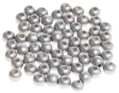 Produktbild von Holzperlen zum Auffädeln, silberfarben, 10 mm, 60 Stück – Brewis