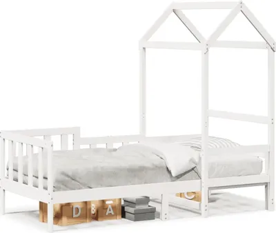 Obrázek produktu pro vidaXL Denní postel se stříškou bílá 80x200 cm z masivního borovicového dřeva