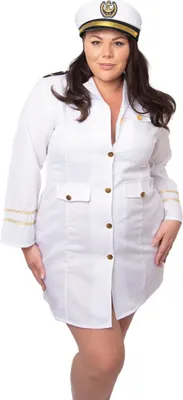 Produktbild von Plus Size Kapitäninenkostüm für Damen weiß - XXL