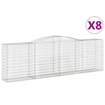 Produktbild von Gabionen mit Hochbogen 8 Stk. 400x50x120/140cm Verzinktes Eisen