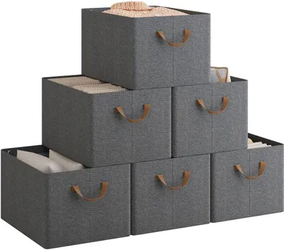 Produktbild von WOLTU Aufbewahrungsboxen 6 Stück, Organizer Box, Stapelboxen faltbar, Grau : 35L(42x32x26 cm) Größe: 35L(42x32x26 cm)