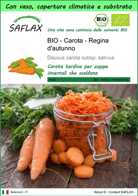 Immagine prodotto di SAFLAX Garden to go - BIO - Carota - Regina d'autunno - 1000 semi - Daucus