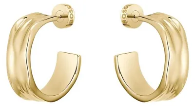 Imagen del producto de Grandes pendientes creoles de acero con revestimiento de oro, modelo Ripple 1580776