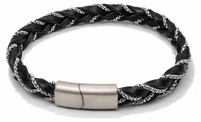 Image de Bracelet en simili cuir, chaîne argentée ou dorée, sans nickel, modèle uni "Cosmos" (argenté)