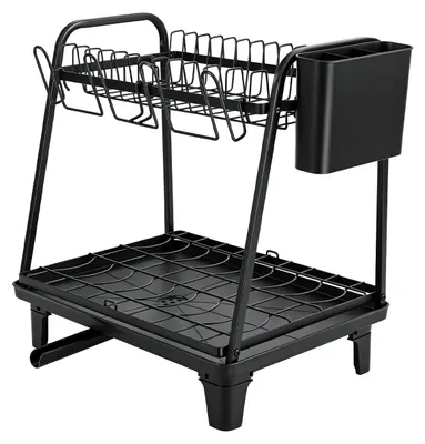 Geschirrabtropfgestell 2 Etagen, 40x29x41 cm, schwarz, platzsparend
