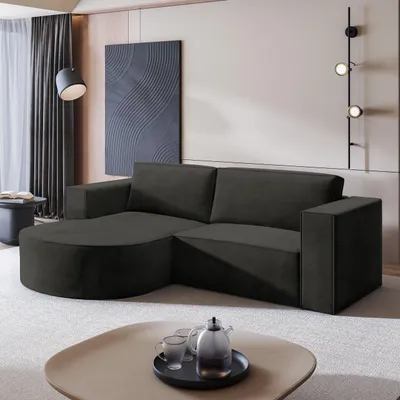 Produktbild von Masseno Ecksofa SORELA M L-S mit Schlaffunktion L-Form, Sofa mit Bettkasten, Wohnzimmersofa, Couch, Soffa, Bettsofa, Couchgarnitur- Schwarz, MONOLITH 95