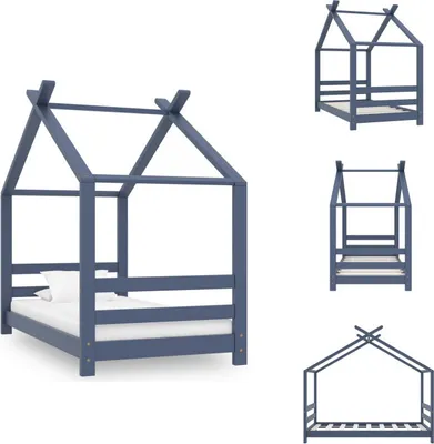 Produktbild von vidaXL Kinder-Bettgestell Grau Massivholz Kiefer 70x140 cm -  Baby- & Kleinkinderbetten