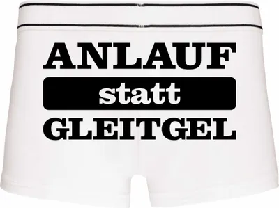 Produktbild von Boxershorts - Mann - Boxer-0039-man-white-h-S - weiß - S - hinten - Anlauf statt Gleitgel - lustiges Motiv - Spruch - Unterwäsche - Unterhose - Freizeit - lustig