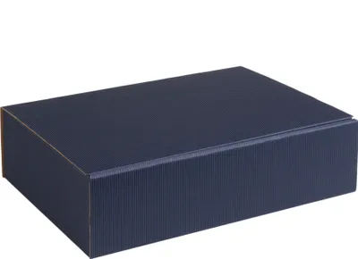 Image de Boîte cadeau en carton ondulé ouvert, carton strié BLEU FONCE, Format 25,5x18x7cm, 50 pcs.