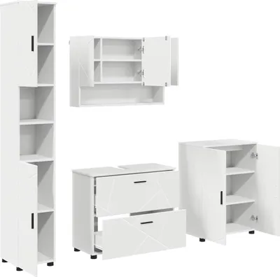 Zdjęcie produktu dla Zestaw mebli łazienkowych z szufladą z półką 4 pcs Biały