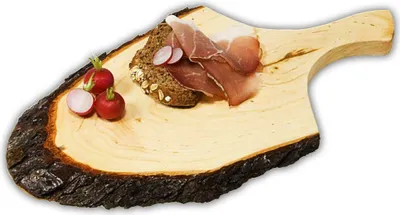 Produktbild von RINDEN SERVIERPLATTE aus HOLZ 30-35x18cm Servierbrett Schinkenbrett Käseplatte