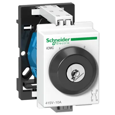 Produktbild von Schneider Electric Schlüsselwahlschalter iCMC, 2 Positionen, 1S+1Ö, 10A, 415V AC A9E15123