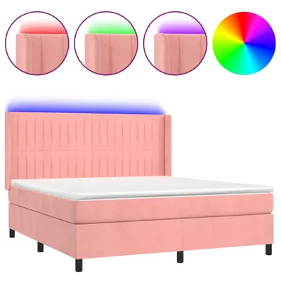 Produktbild von vidaXL Boxspringbett mit Matratze & LED Rosa 160x200 cm Samt