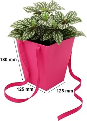 Zdjęcie produktu dla Flower box fuksja 125x125x180/165x165mm ozdobna Torba na kwiaty