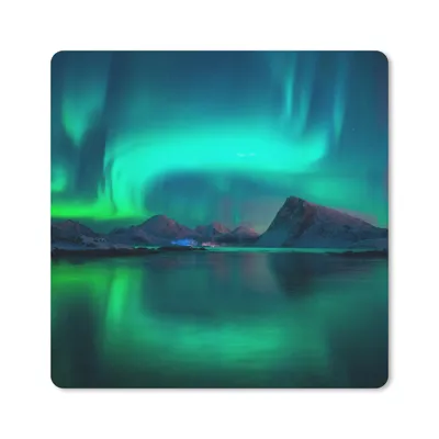 Produktbild von MuchoWow® Mauspad Mousepad Nordlichter - Berge - Norwegen 20x20 cm - Mousepads - Maus Mat - Pad - Mausunterlage - Desk Mat - Bureauartikeln