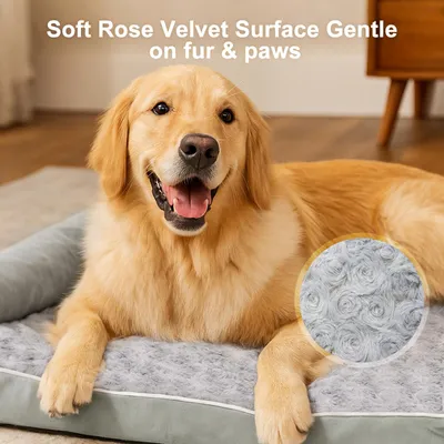 Produktbild von Orthopädisches Hundebett, 120 x 90 x 20 cm, grau, große Hunde, waschbarer Bezug