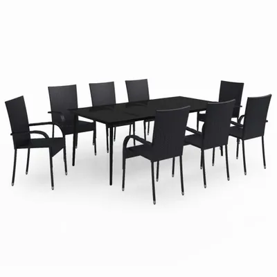Produktbild von vidaXL 9-tlg. Garten-Essgruppe Schwarz