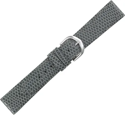 Produktbild von Minott | Uhrenarmband grau Kalbsleder | Eidechseprägung Naht flach, Stegbreite:18mm, Schließe:Silbern