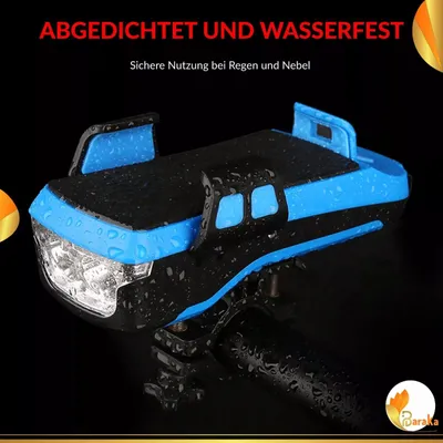 Produktbild von 4 in 1 Fahrradlicht & Handyhalter mit Powerbank und Hupe Farbe Blau