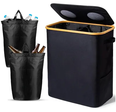 Immagine prodotto di Contenitore per bottiglie con coperchio HMH11-WSC-JJ-63, 2 scomparti, 140 litri, nero
