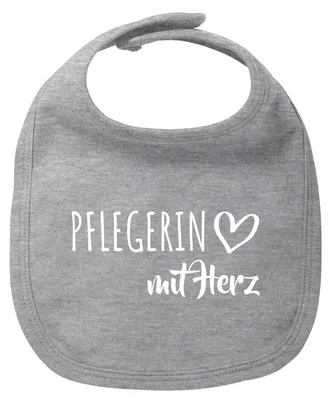 Produktbild von Huuraa Baby Lätzchen Pflegerin mit Herz Heather Grey Klettverschluss Baumwolle Latz Geschenkidee
