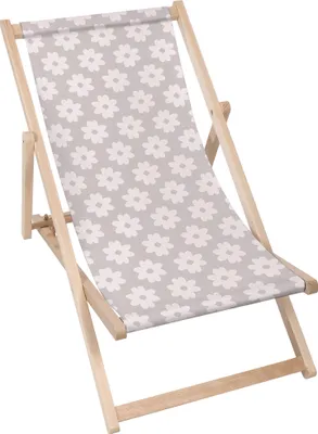 Produktbild von Dreamroots Liegestuhl klappbar Holz, Buchenholz bis zu 130 kg, Sonnenliege klappbar mit 3-stufiger Neigungsregulierung der Rückenlehne,Daisies on Grey