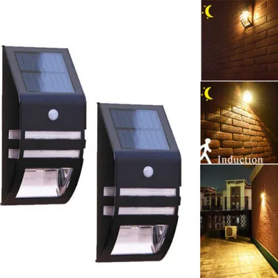 Obrázek produktu pro 2 kusy LED solárních svítidel Nástěnné vodotěsné svítidlo se senzorem pohybu pro zahradu, zeď, terasu, terasu, balkon