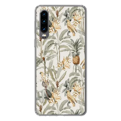 Produktbild von MuchoWow® Handyhülle Schutzhülle Hülle für Huawei P30 Blume - Ananas - Tropisch Silikon Softcase Handy Hülle - Kartenbesitzer