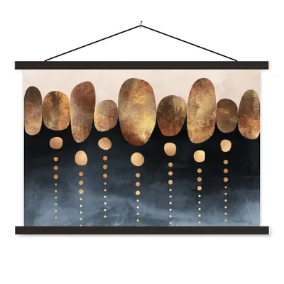 Produktbild von MuchoWow® Textilposter Gold - Abstrakt - Luxus 90x60 cm mit schwarzem Rahmen - Aufhängungssatz