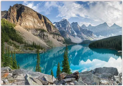 Produktbild von XXL Poster 100 x 70cm (S-826) Moraine Lake im Banff-Nationalpark in Alberta, Kanada Bergsee im Valley of the Ten Peaks in den Rocky Mountains (Lieferung gerollt!)