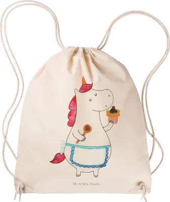 Produktbild von Mr. & Mrs. Panda gym tasche Einhorn Küche - Transparent - Geschenk, Unicorn, Stoffbeutel, Kuchen, Einhörner, wander rucksack, Torte, Muffin, Jutebeutel, Turnbeutel